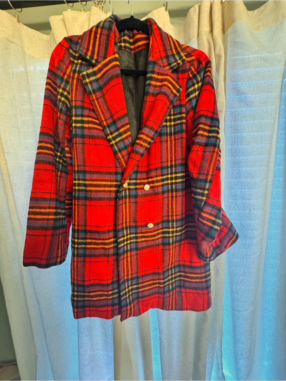SHEIN Red Plaid Double-Breasted Women's Blazer Jacket